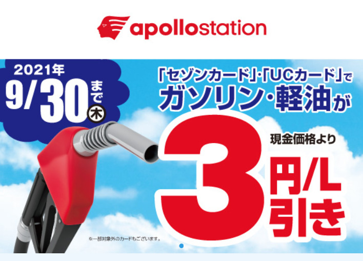アポロステション３円割引キャンペーン画像